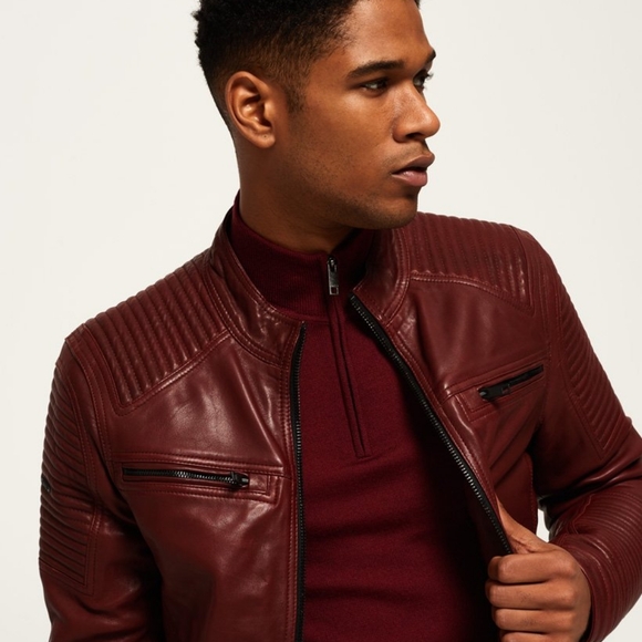 Red Superdry Leather Jacket Collab w/ Idris Elba - Picture 3 of 13